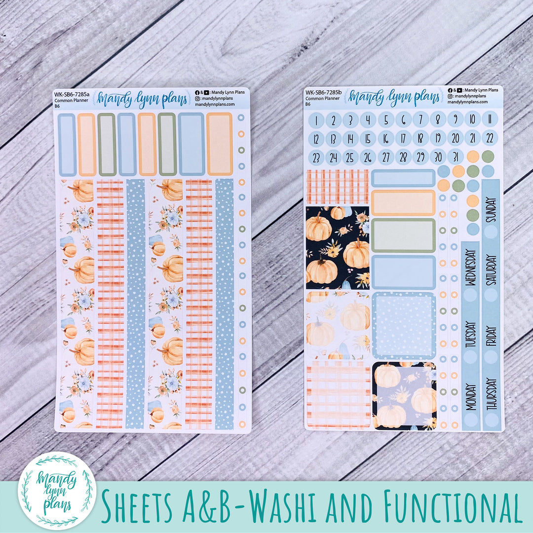 A5, B6, N1 & N2 Common Planner Weekly Kit || Pumpkin Floral || 285