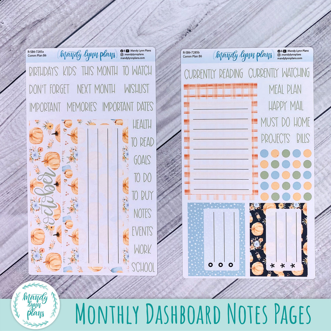 October Common Planner Dashboard || Pumpkin Floral || 285