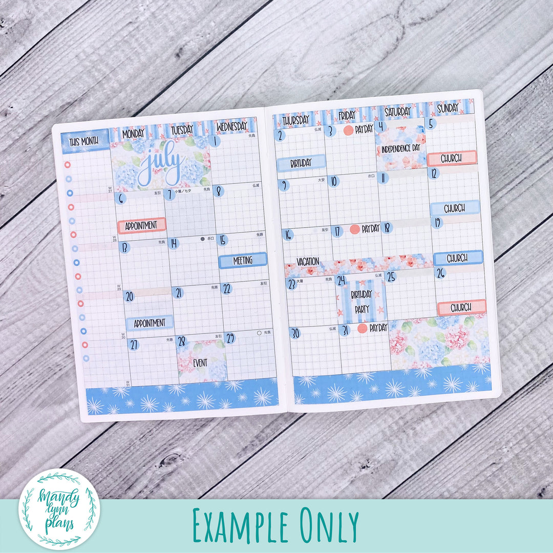 July 2026 or Any Month Monthly Kit || Hobonichi Cousin, Weeks, A6 || Patriotic Posy || 370