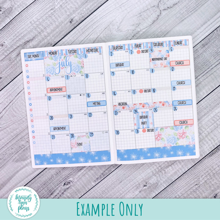 July 2026 or Any Month Monthly Kit || Hobonichi Cousin, Weeks, A6 || Patriotic Posy || 370