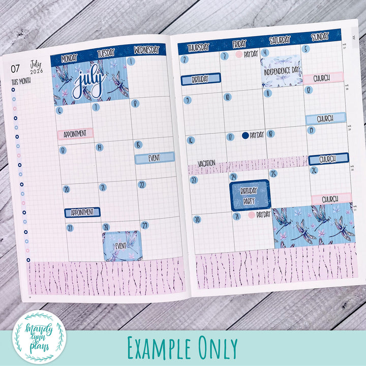 July 2026 or Any Month Monthly Kit || A5, B6, A6 Plans by Just Scribble || Dragonflies || 368
