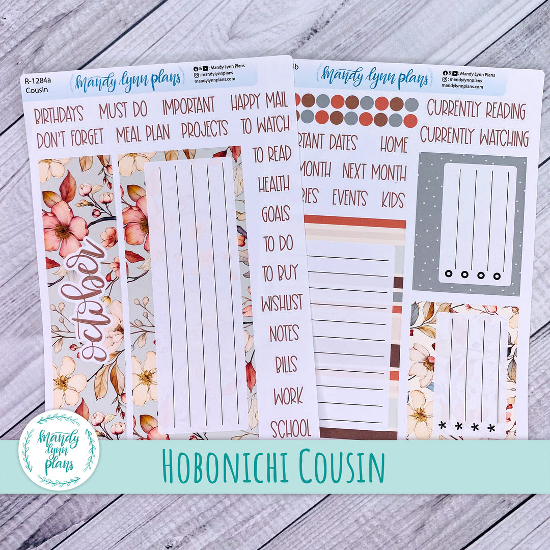 October Hobonichi Cousin Dashboard || Autumn Blooms || R-1284