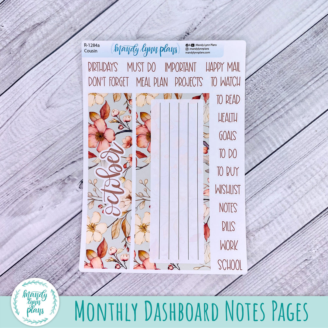 October Hobonichi Cousin Dashboard || Autumn Blooms || R-1284