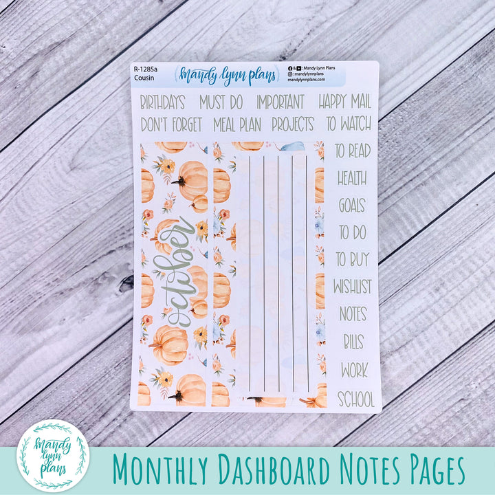 October Hobonichi Cousin Dashboard || Pumpkin Floral || R-1285