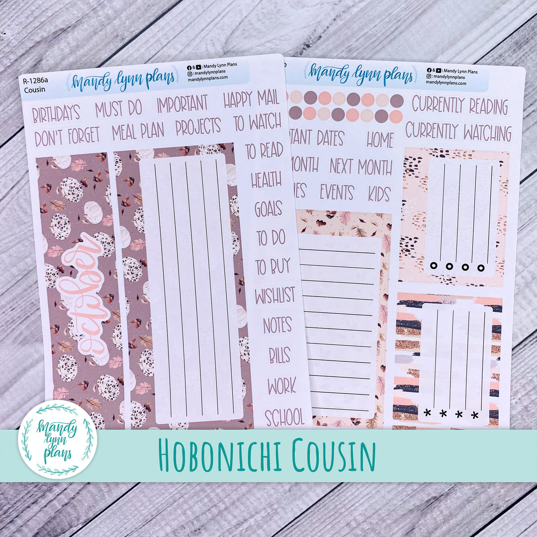 October Hobonichi Cousin Dashboard || Blush and Spice || R-1286