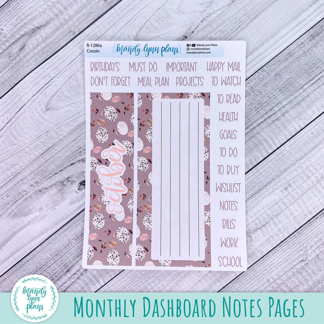 October Hobonichi Cousin Dashboard || Blush and Spice || R-1286