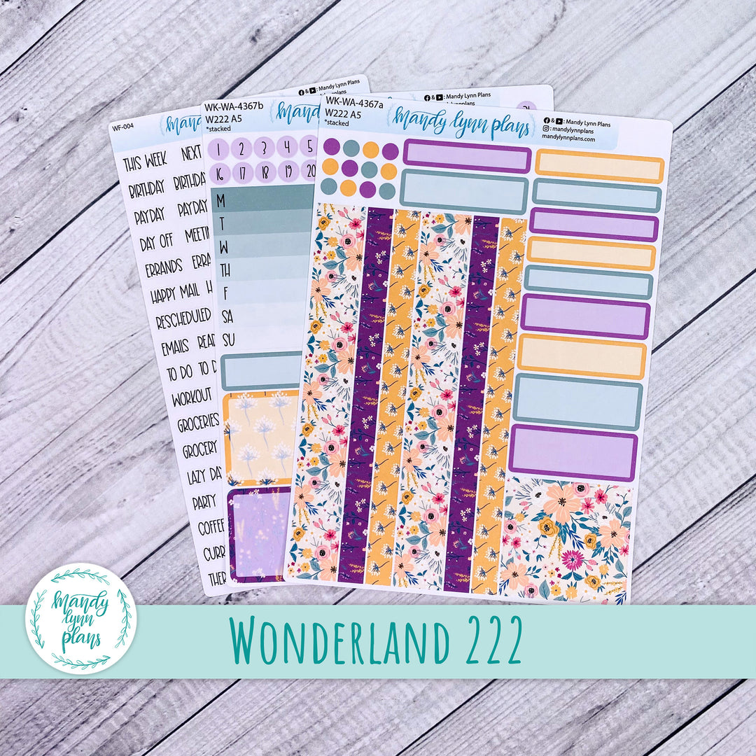 Weekly Kit || Wonderland 222 A5, B6, A6 || Stacked, Unstacked, Horizontal || Eclectic Blooms || 367