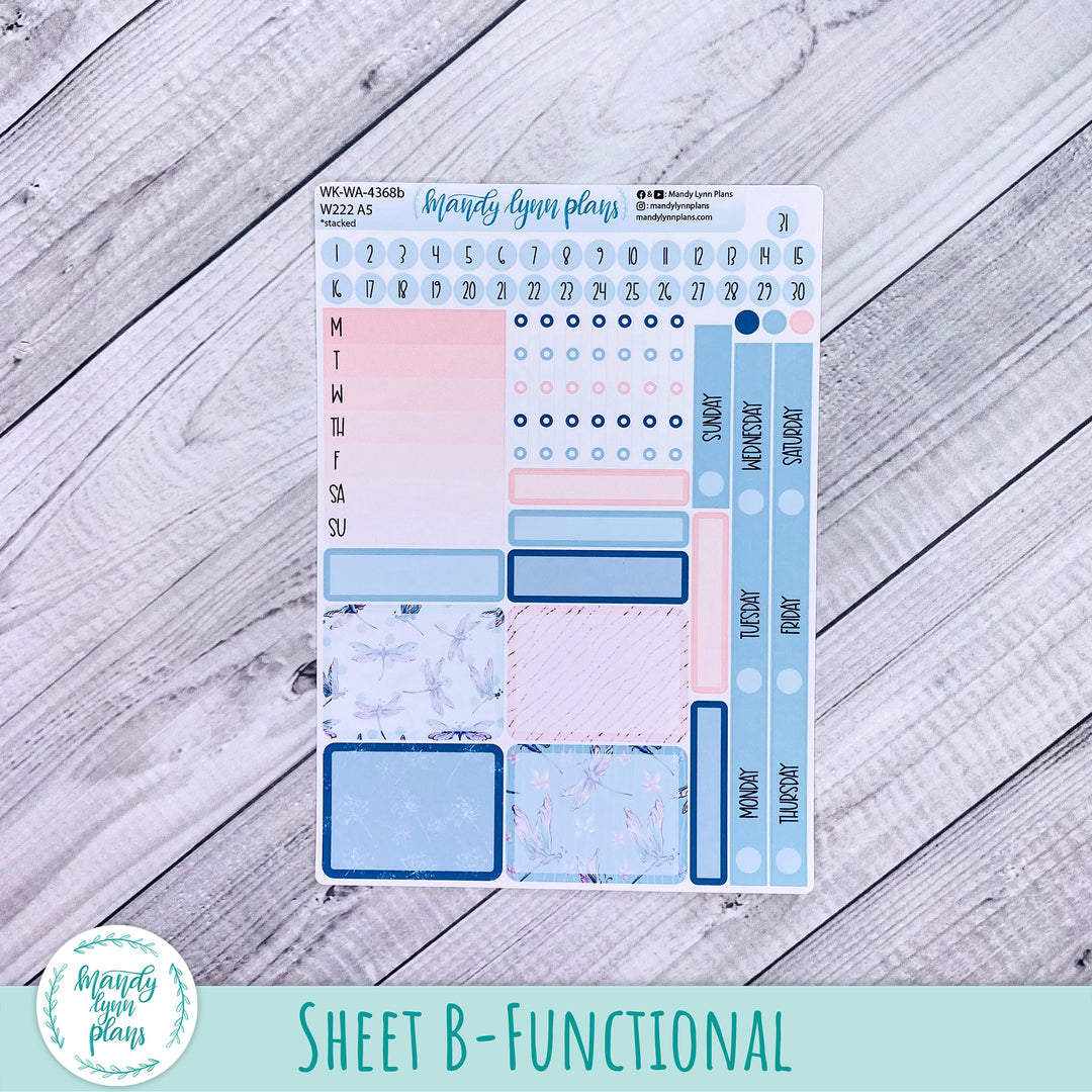 Weekly Kit || Wonderland 222 A5, B6, A6 || Stacked, Unstacked, Horizontal || Dragonflies || 368