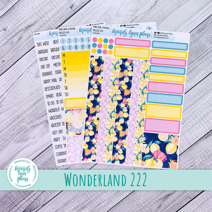 Weekly Kit || Wonderland 222 A5, B6, A6 || Stacked, Unstacked, Horizontal || Vibrant Lemonade || 369