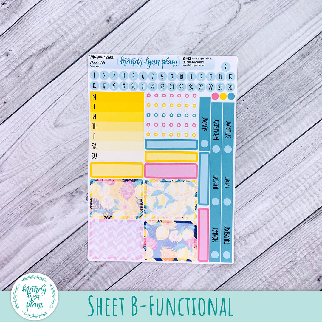 Weekly Kit || Wonderland 222 A5, B6, A6 || Stacked, Unstacked, Horizontal || Vibrant Lemonade || 369