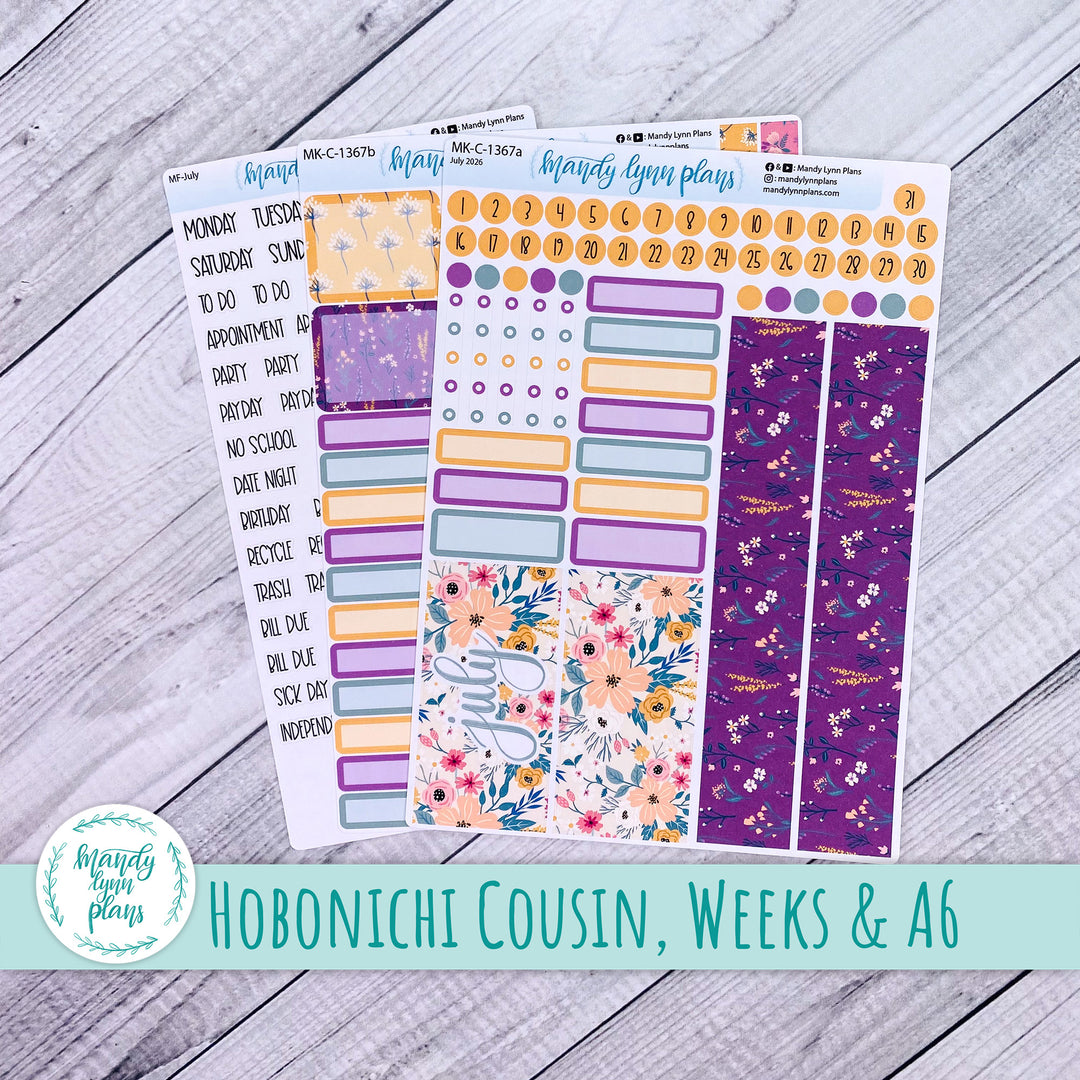 July 2026 or Any Month Monthly Kit || Hobonichi Cousin, Weeks, A6 || Eclectic Blooms || 367