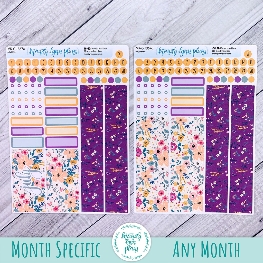 July 2026 or Any Month Monthly Kit || Hobonichi Cousin, Weeks, A6 || Eclectic Blooms || 367