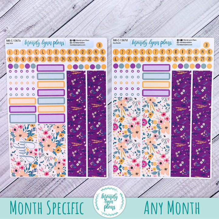 July 2026 or Any Month Monthly Kit || Hobonichi Cousin, Weeks, A6 || Eclectic Blooms || 367