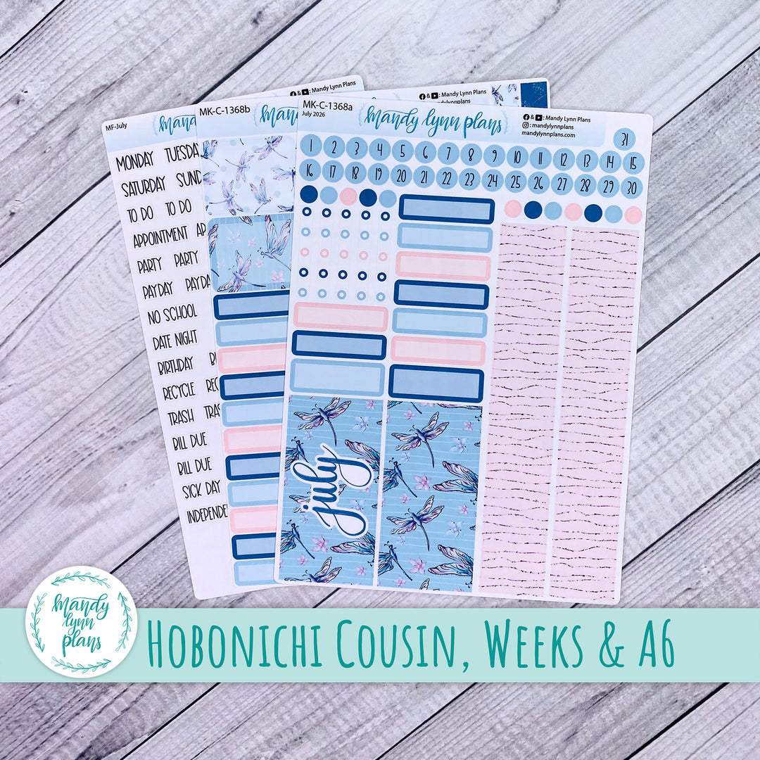 July 2026 or Any Month Monthly Kit || Hobonichi Cousin, Weeks, A6 || Dragonflies || 368