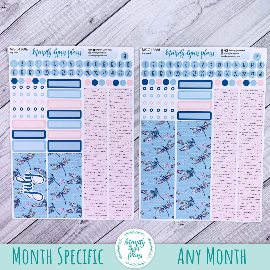 July 2026 or Any Month Monthly Kit || Hobonichi Cousin, Weeks, A6 || Dragonflies || 368