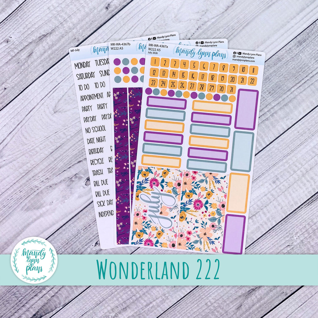 July 2026 or Any Month Monthly Kit || Wonderland 222 A5, B6, A6 || Eclectic Blooms || 367