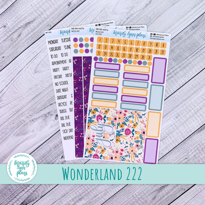 July 2026 or Any Month Monthly Kit || Wonderland 222 A5, B6, A6 || Eclectic Blooms || 367