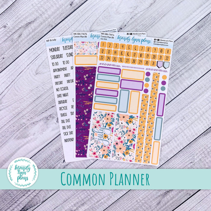 July 2026 or Any Month Monthly Kit || Sterling Ink A5, A5 Slim, B6, B6 Slim, N1, N2 Common Planner || Eclectic Blooms || 367