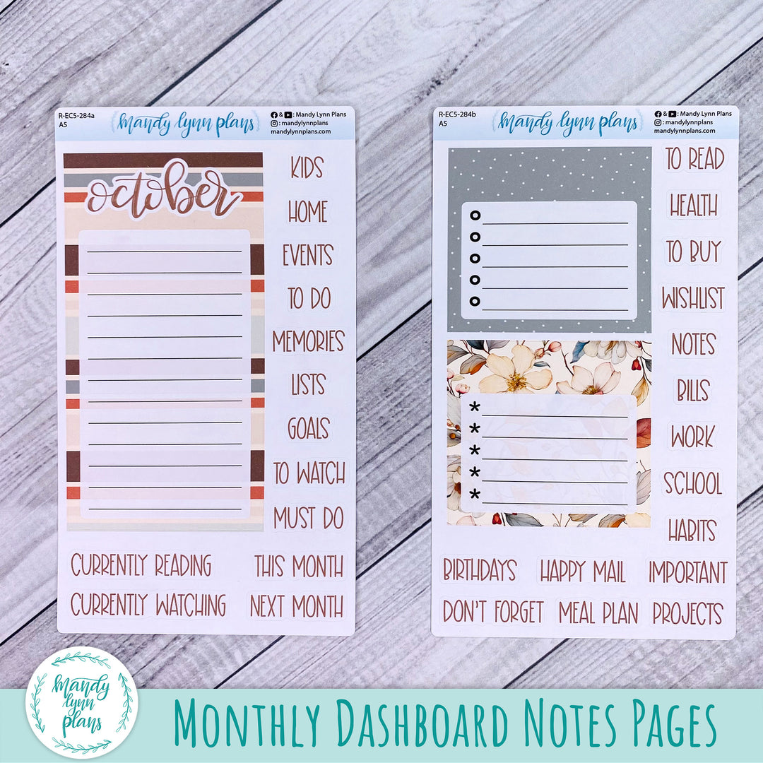 October EC A5 Dashboard Kit || Autumn Blooms || R-EC5-284