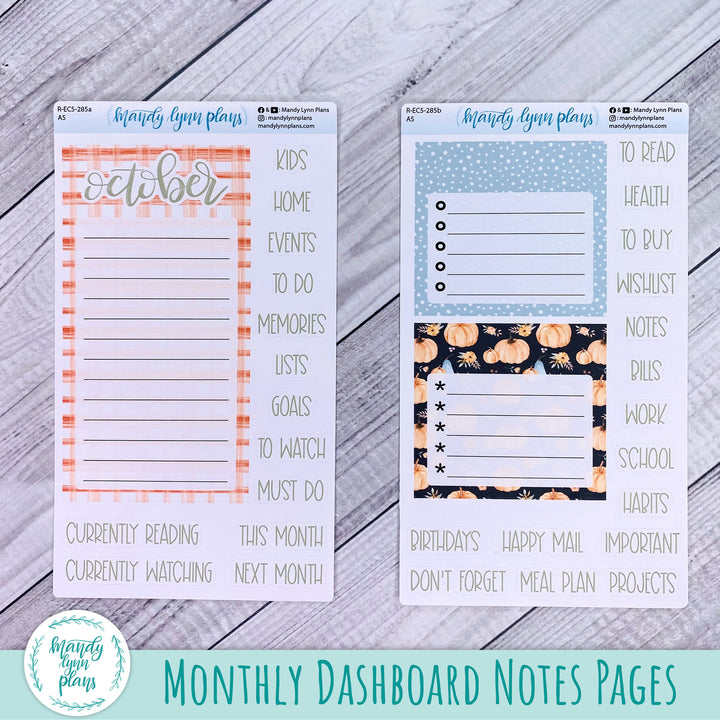 October EC A5 Dashboard Kit || Pumpkin Floral || R-EC5-285