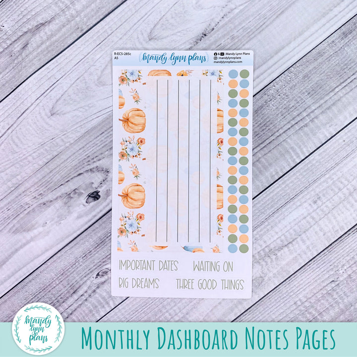 October EC A5 Dashboard Kit || Pumpkin Floral || R-EC5-285