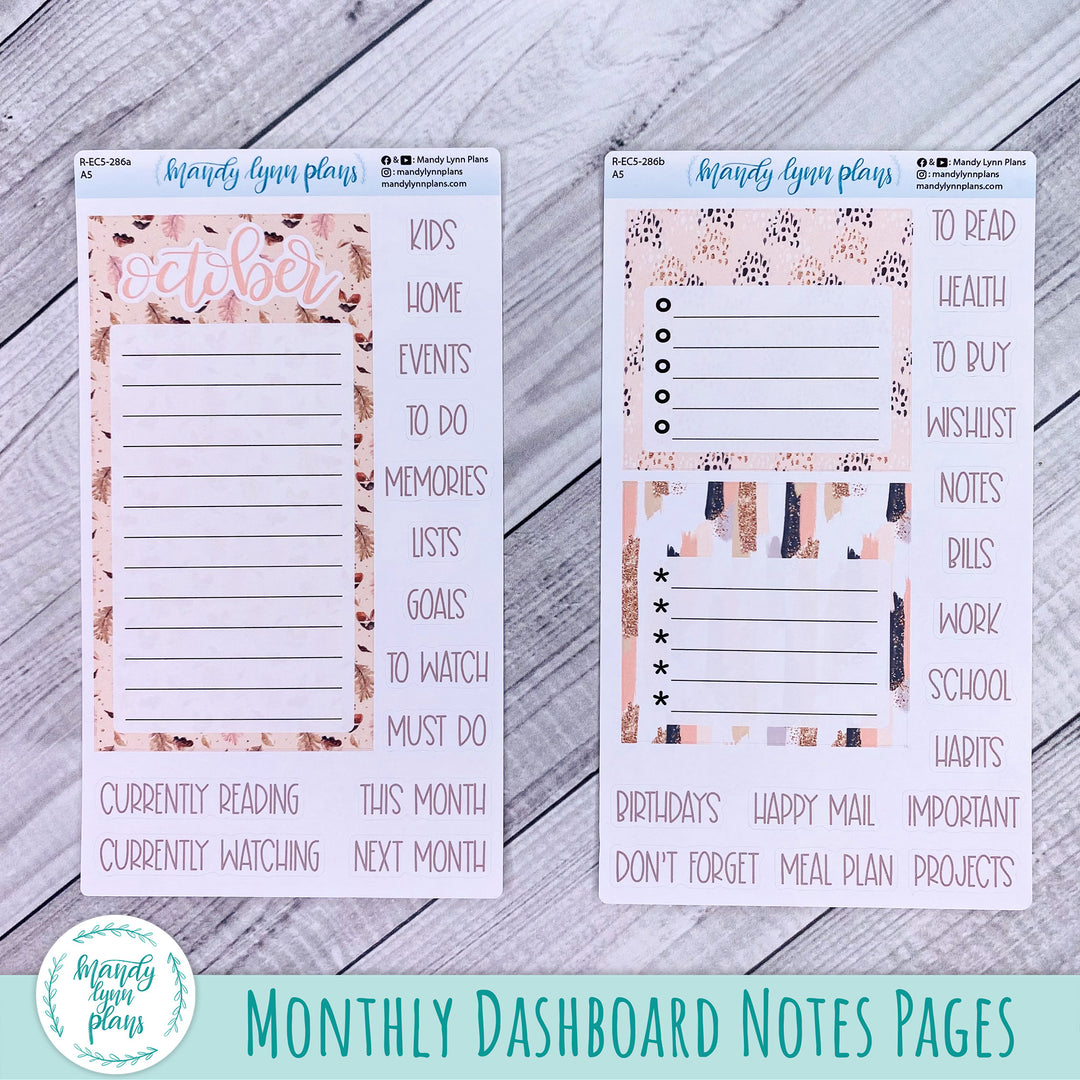 October EC A5 Dashboard Kit || Blush and Spice || R-EC5-286