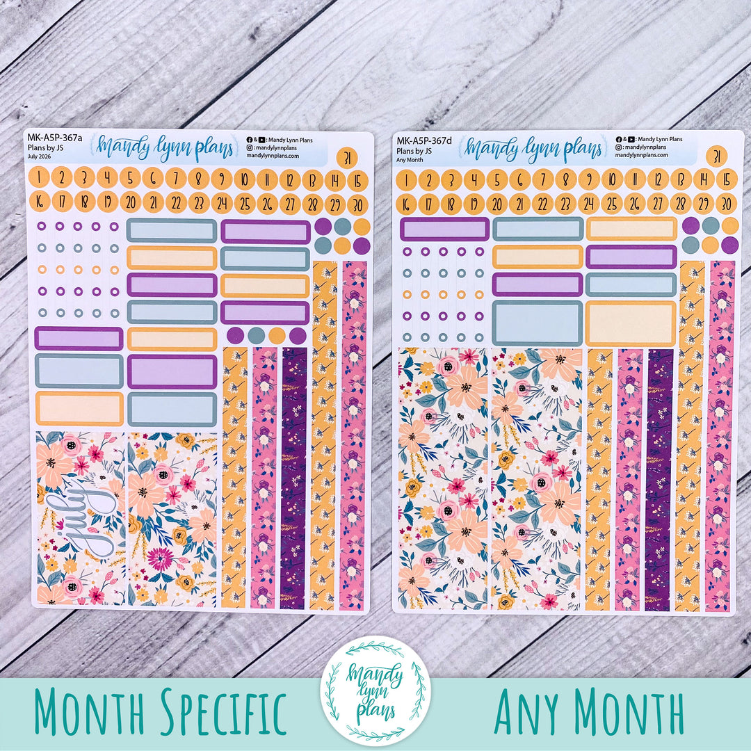 July 2026 or Any Month Monthly Kit || A5, B6, A6 Plans by Just Scribble || Eclectic Blooms || 367