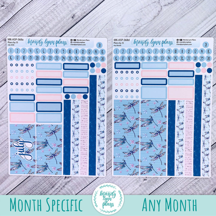 July 2026 or Any Month Monthly Kit || A5, B6, A6 Plans by Just Scribble || Dragonflies || 368