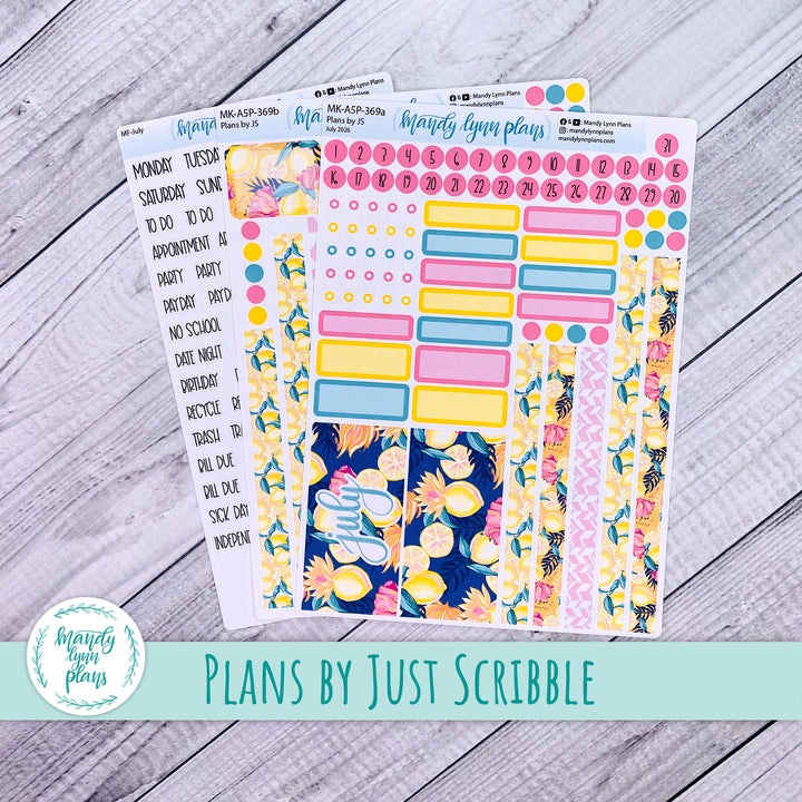July 2026 or Any Month Monthly Kit || A5, B6, A6 Plans by Just Scribble || Vibrant Lemonade || 369