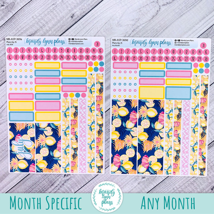 July 2026 or Any Month Monthly Kit || A5, B6, A6 Plans by Just Scribble || Vibrant Lemonade || 369