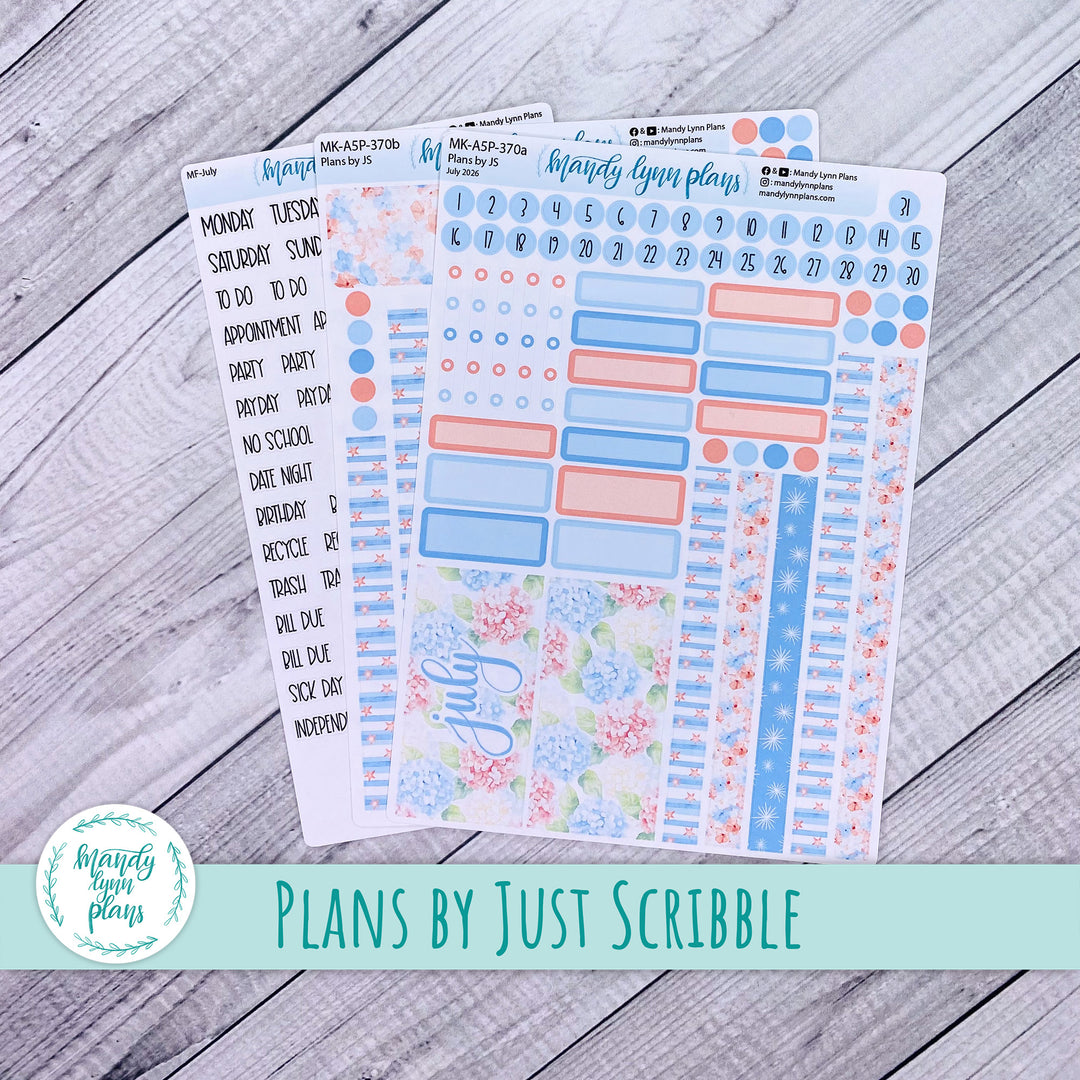 July 2026 or Any Month Monthly Kit || A5, B6, A6 Plans by Just Scribble || Patriotic Posy || 370