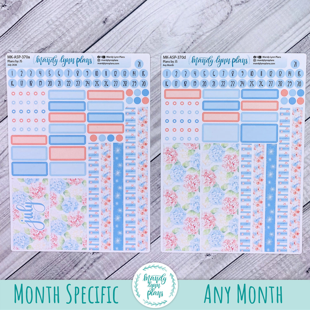 July 2026 or Any Month Monthly Kit || A5, B6, A6 Plans by Just Scribble || Patriotic Posy || 370