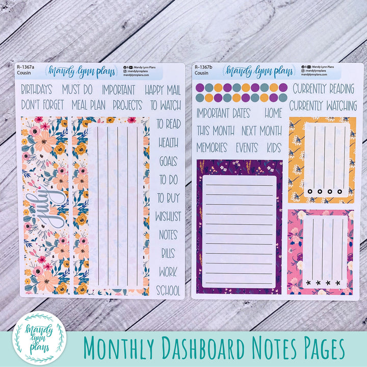 July Dashboard Kit || Hobonichi, Common Planner, Wonderland 222, Plans by Just Scribble || Eclectic Blooms || 367