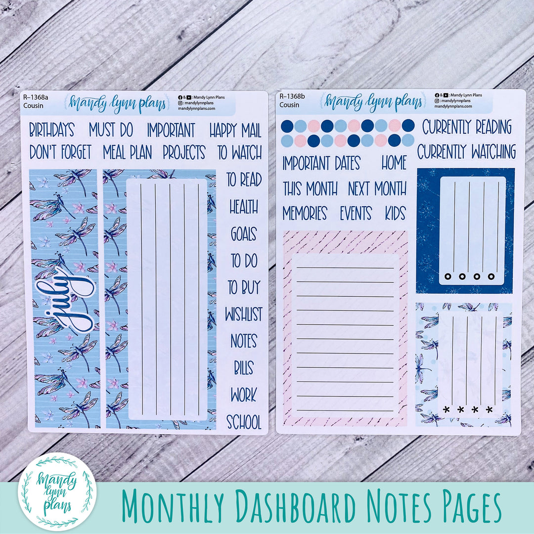 July Dashboard Kit || Hobonichi, Common Planner, Wonderland 222, Plans by Just Scribble || Dragonflies || 368