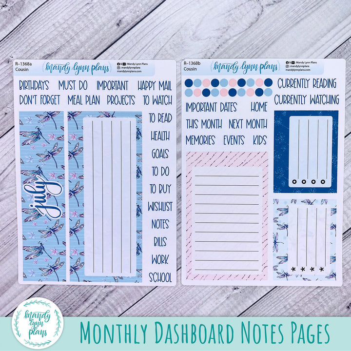 July Dashboard Kit || Hobonichi, Common Planner, Wonderland 222, Plans by Just Scribble || Dragonflies || 368