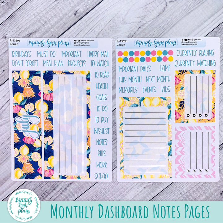 July Dashboard Kit || Hobonichi, Common Planner, Wonderland 222, Plans by Just Scribble || Vibrant Lemonade || 369