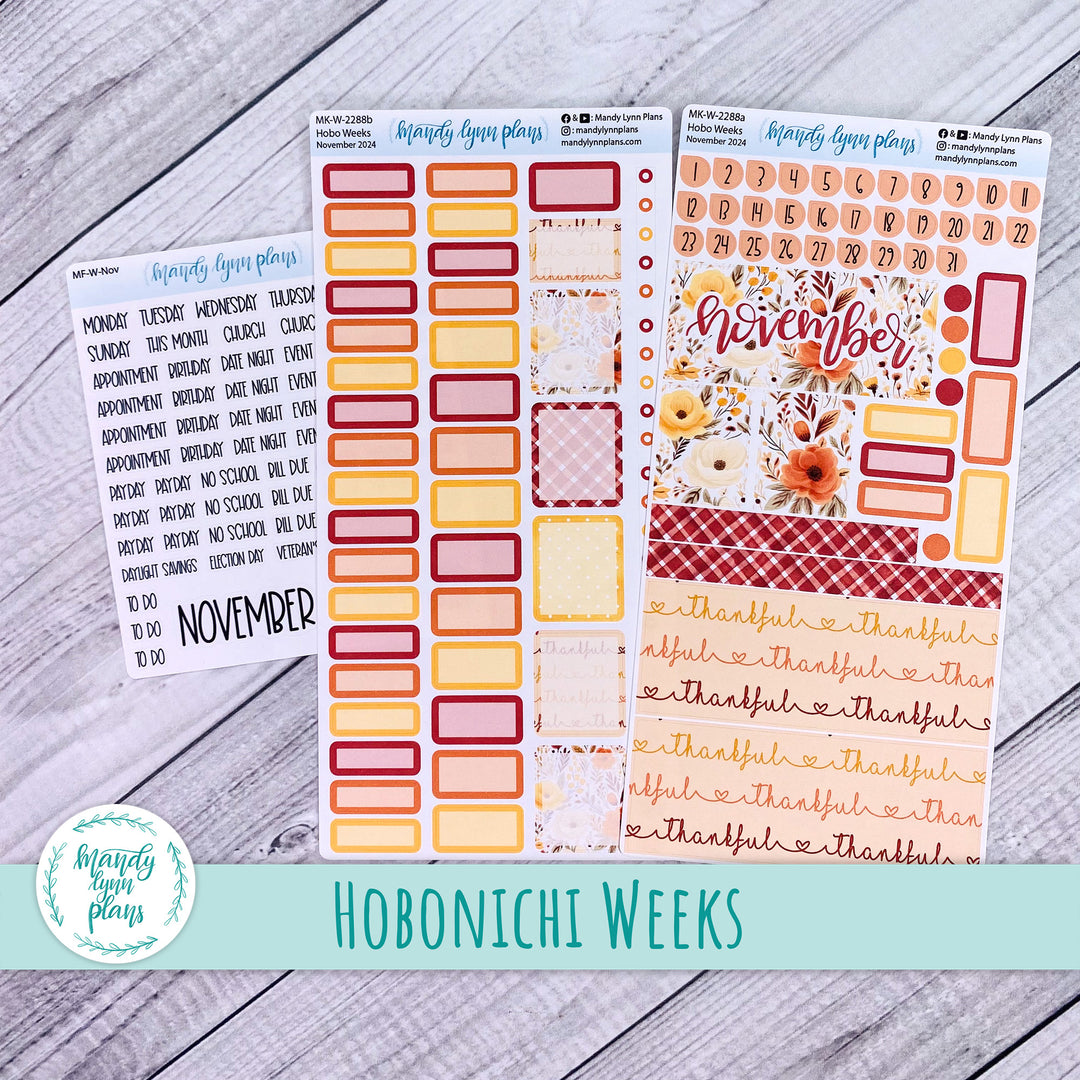 Hobonichi Weeks November 2024 Monthly Kit || Thankful || MK-W-2288