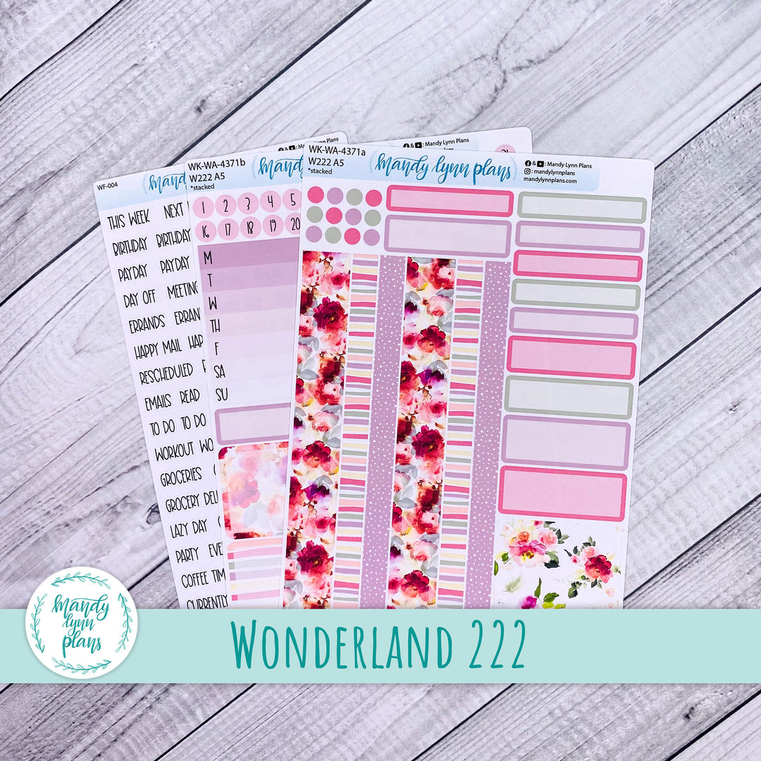 Weekly Kit || Wonderland 222 A5, B6, A6 || Stacked, Unstacked, Horizontal || Vibrant Verbena || 371