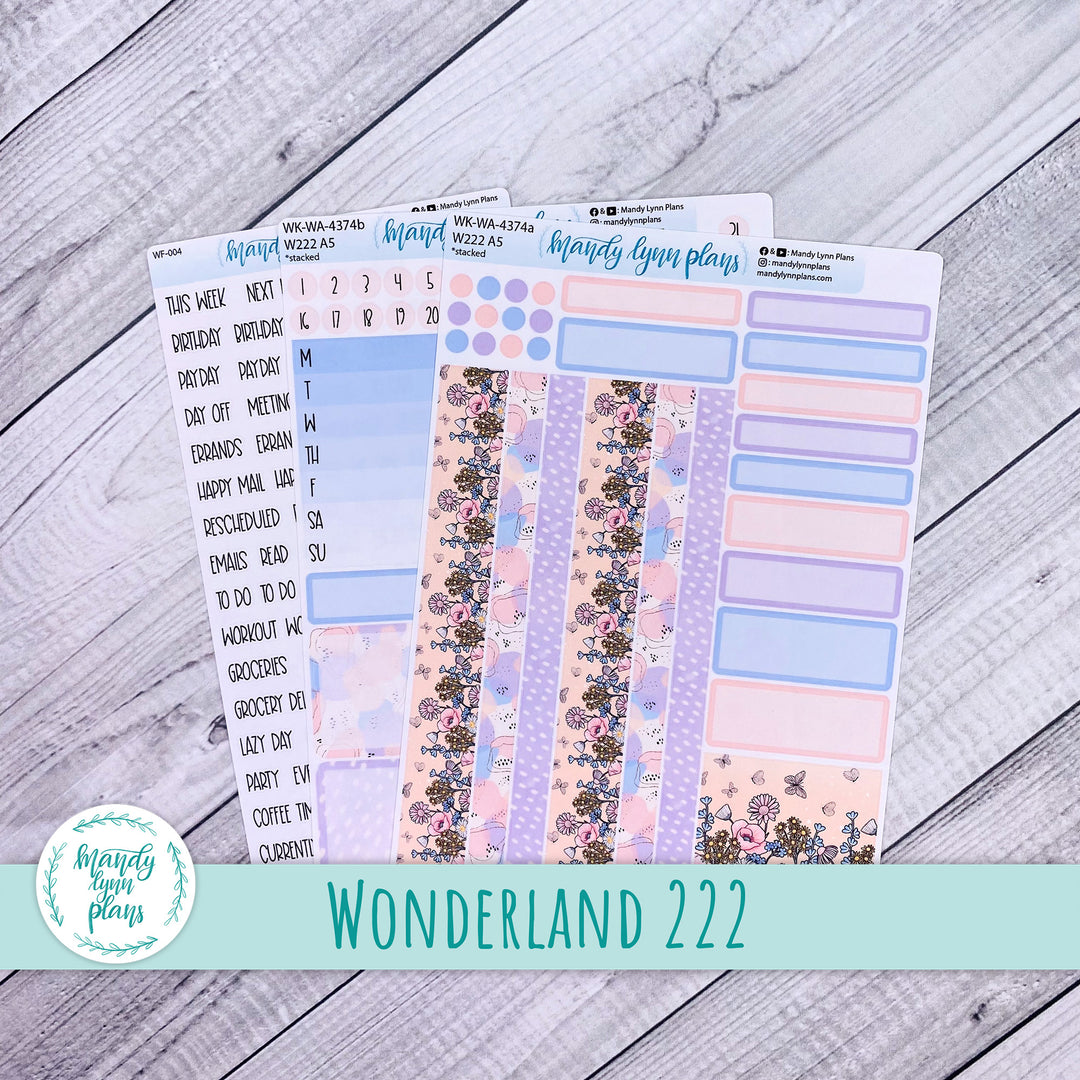 Weekly Kit || Wonderland 222 A5, B6, A6 || Stacked, Unstacked, Horizontal || Fluttering Florals || 374