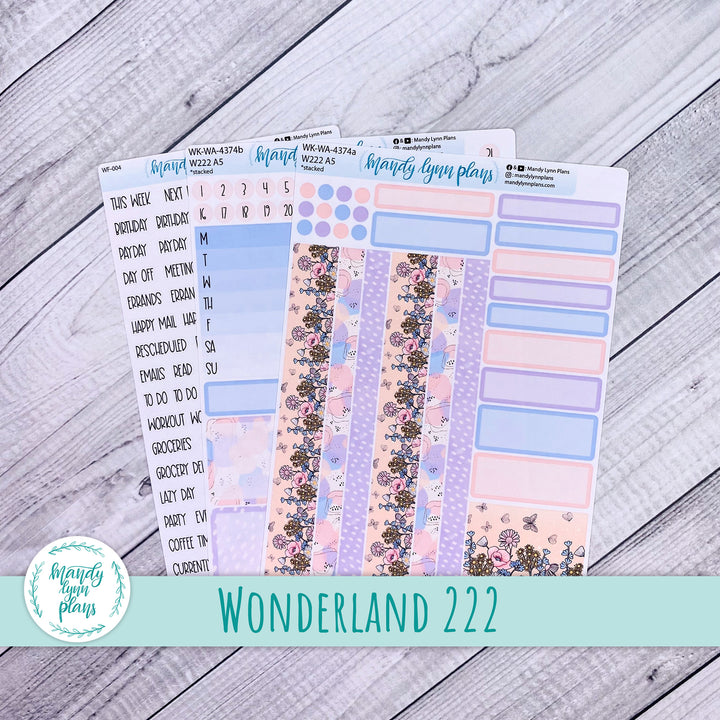 Weekly Kit || Wonderland 222 A5, B6, A6 || Stacked, Unstacked, Horizontal || Fluttering Florals || 374