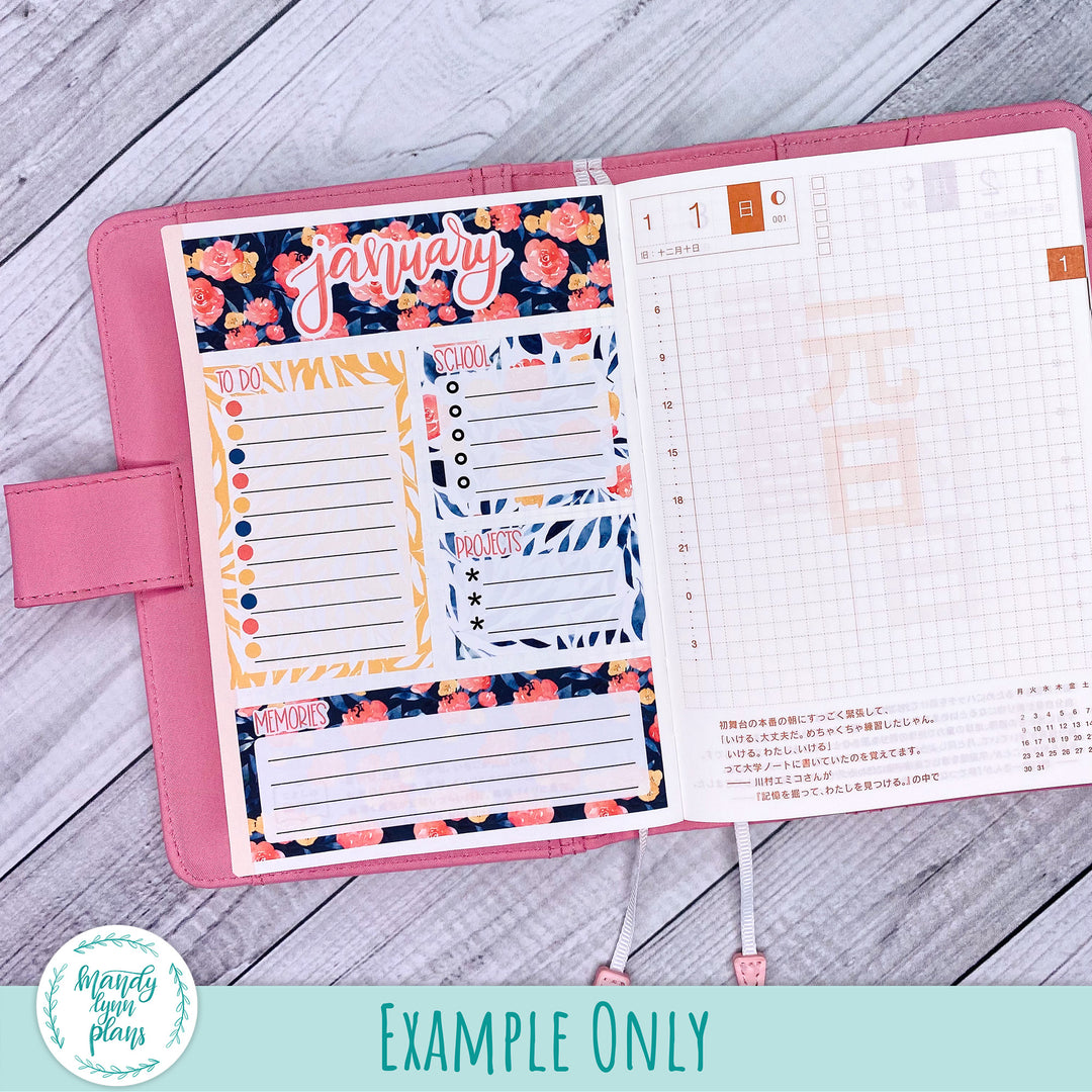 January A6 Hobonichi Dashboard || Romantic Floral || R-A6T-3248