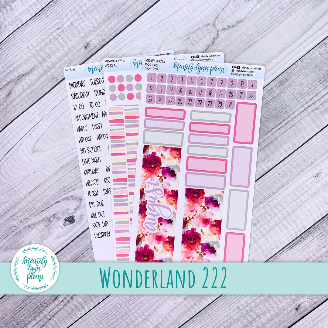 August 2026 or Any Month Monthly Kit || Wonderland 222 A5, B6, A6 || Vibrant Verbena || 371