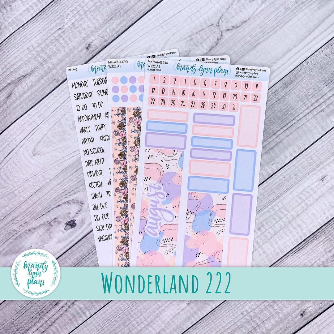 August 2026 or Any Month Monthly Kit || Wonderland 222 A5, B6, A6 || Fluttering Florals || 374