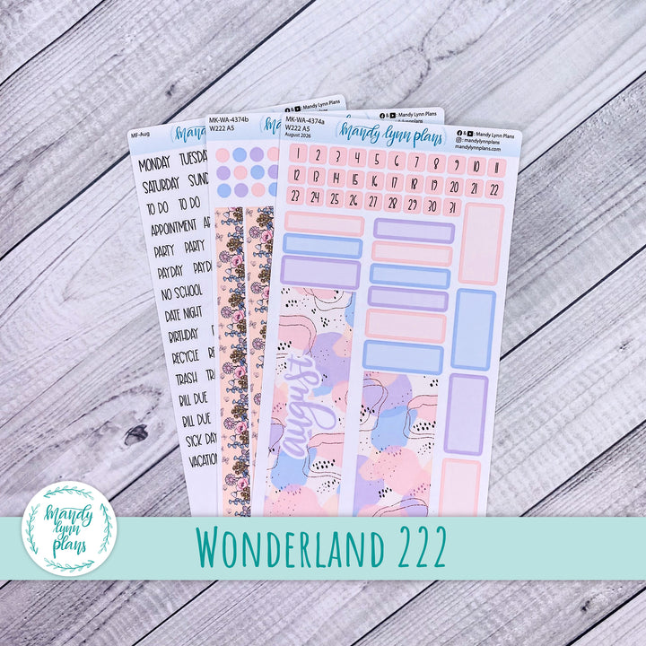 August 2026 or Any Month Monthly Kit || Wonderland 222 A5, B6, A6 || Fluttering Florals || 374
