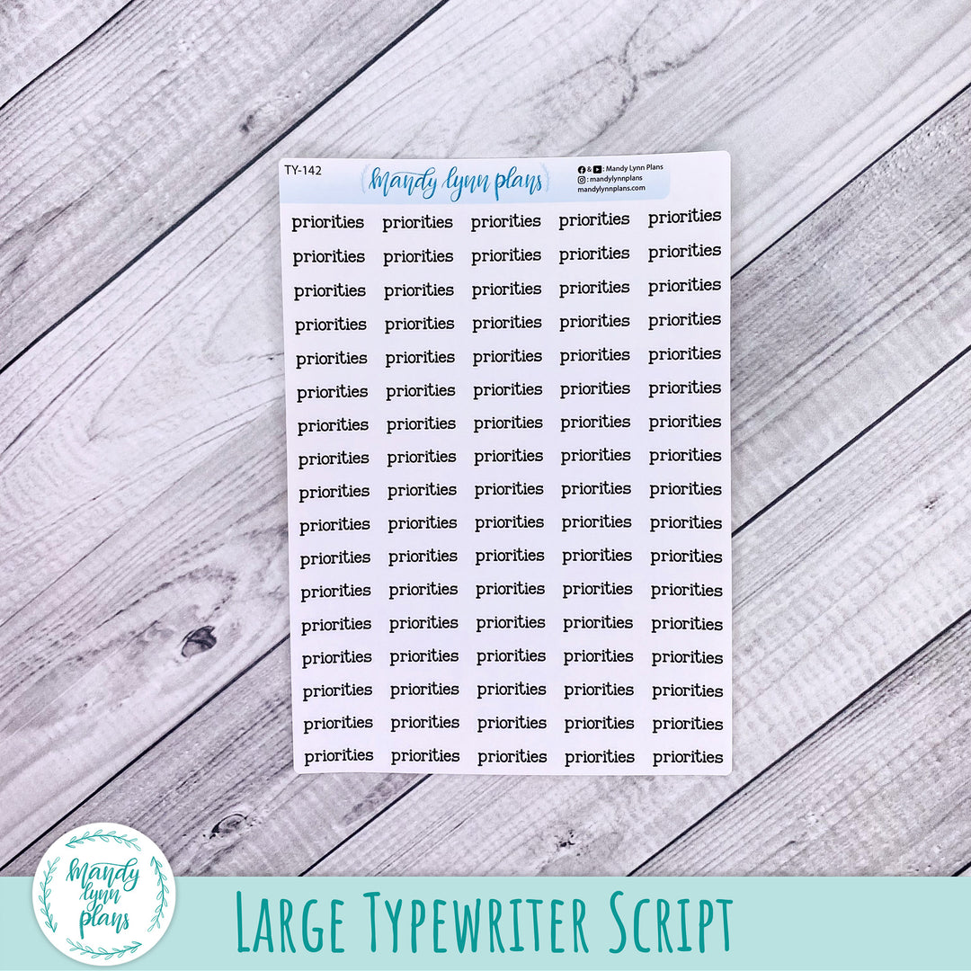 Priorities Scripts || 142