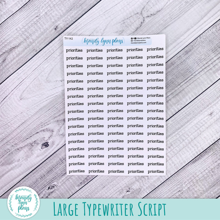 Priorities Scripts || 142