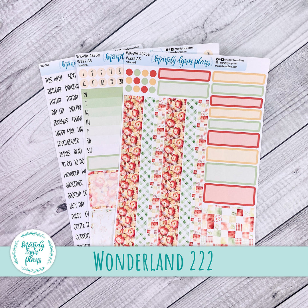 Weekly Kit || Wonderland 222 A5, B6, A6 || Stacked, Unstacked, Horizontal || Falling Apples || 375