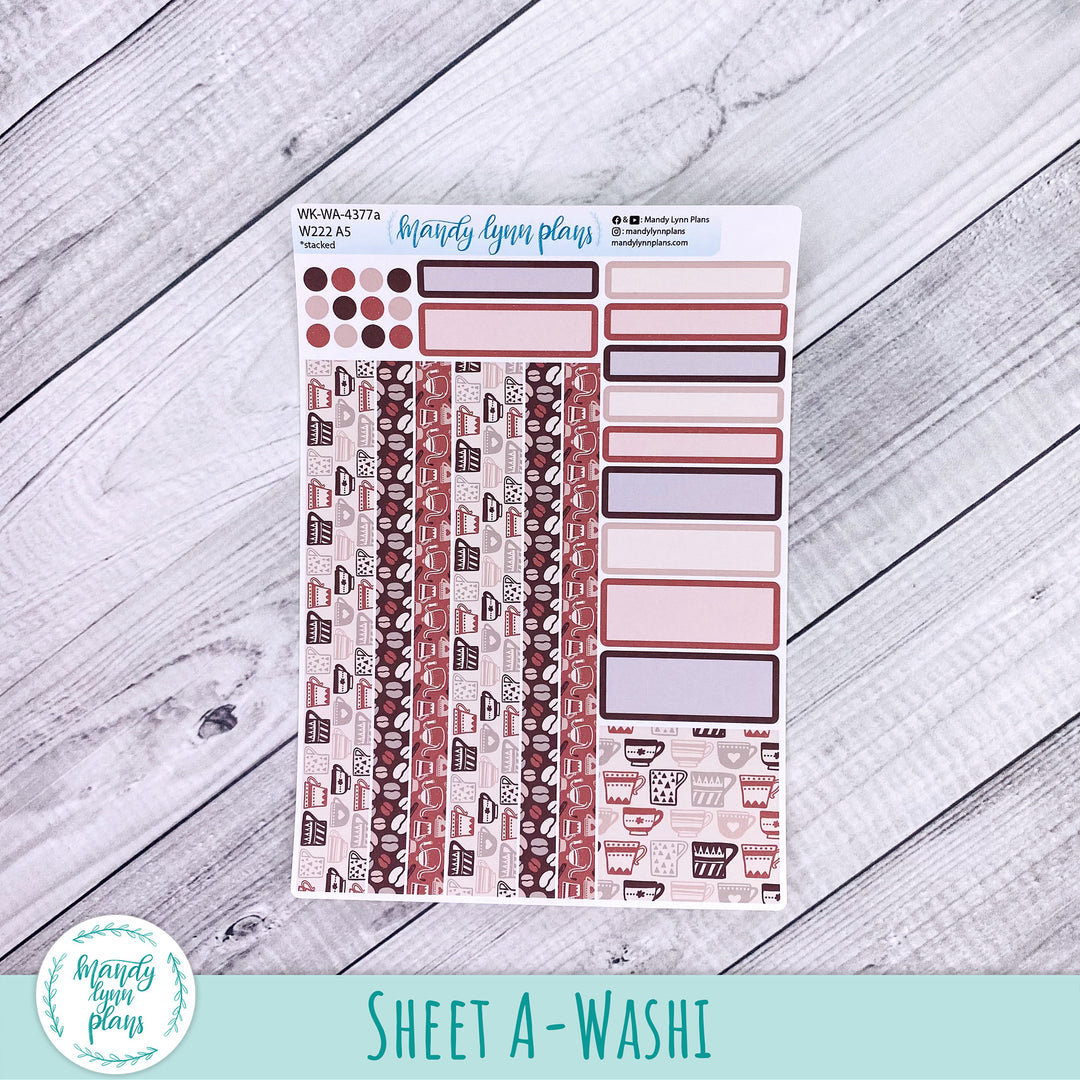 Weekly Kit || Wonderland 222 A5, B6, A6 || Stacked, Unstacked, Horizontal || Coffee Lover || 377