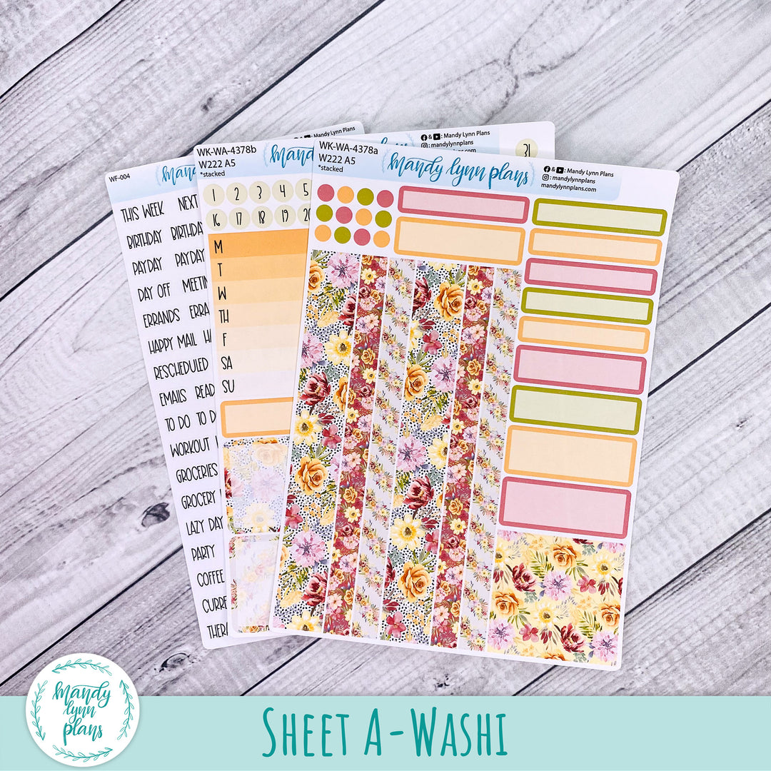 Weekly Kit || Wonderland 222 A5, B6, A6 || Stacked, Unstacked, Horizontal || Marigold Dreams || 378