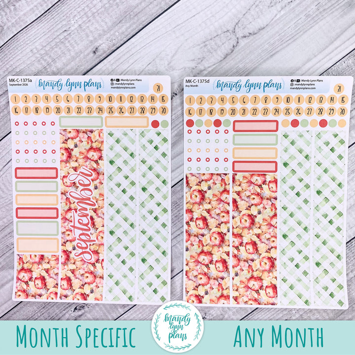 September 2026 or Any Month Monthly Kit || Hobonichi Cousin, Weeks, A6 || Falling Apples || 375